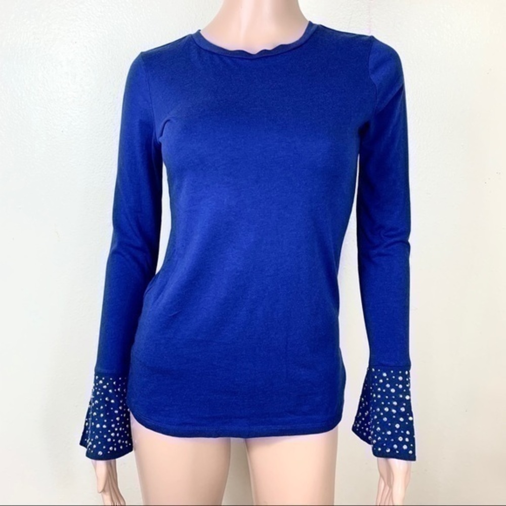 Michael Kors Women’s Top Shirt Blue Studded XS
